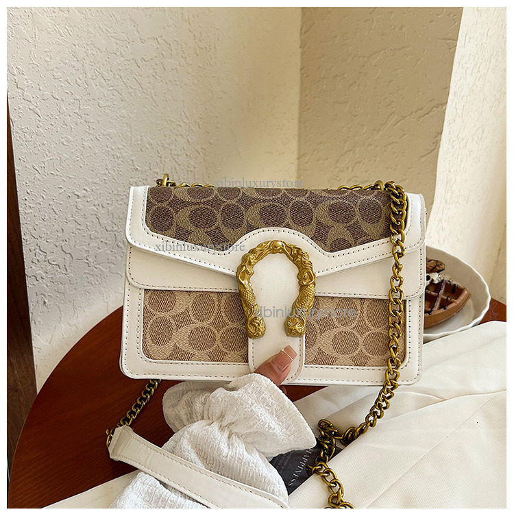 Free Shipping Designer Bag Fashionable Women's Shoulder Bag, New Retro Chain Splicing Crossbody Bag Trendy Small Square Bag White Handbag Casual 