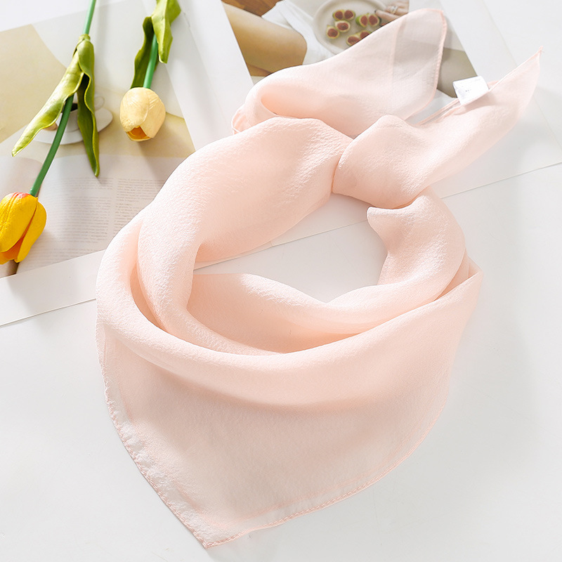 K728 Mulberry silk plain silk scarf female silk printed square scarf solid color seersucker pearl satin scarf PT23Q090