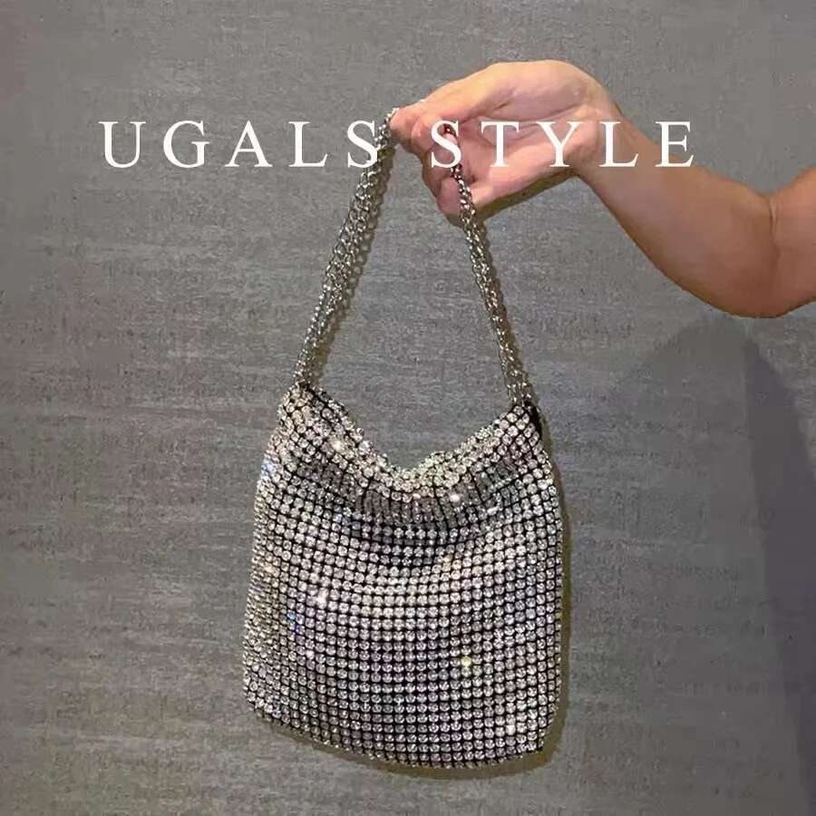 Glitter Women's Handbag Crystal Shiny Rhinestones Dia Evening Wedding Party Clutch Purse Shoulder Messenger Bag