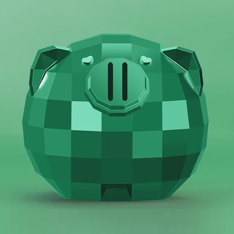 Green geometric pig decoration piggy bank