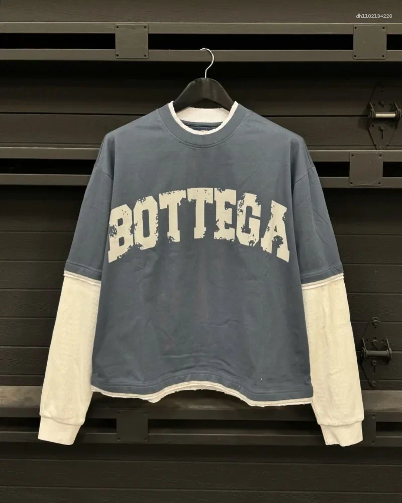 Men's T Shirts Street Fashion Letter Printed Cotton Round Neck Long Sleeve T-shirt Men Trendy Brand Casual Loose Oversized Top Women