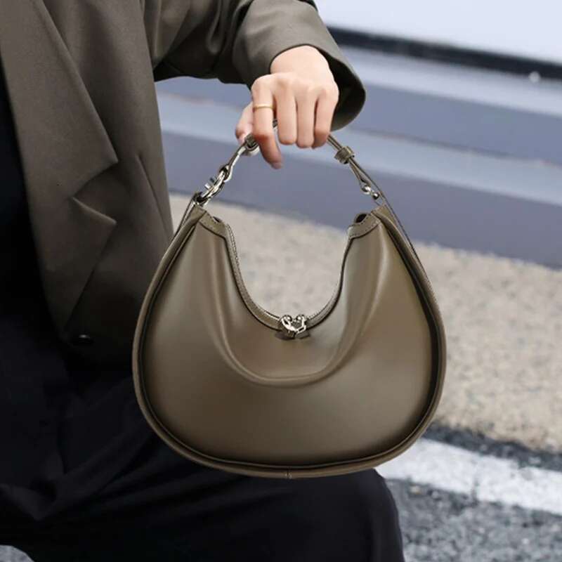 2024 New Women Soft Split Leather Female Fashion Pouch Lady Minimalist Underarm Shoulder Bag Niche Design Elegant Messenger