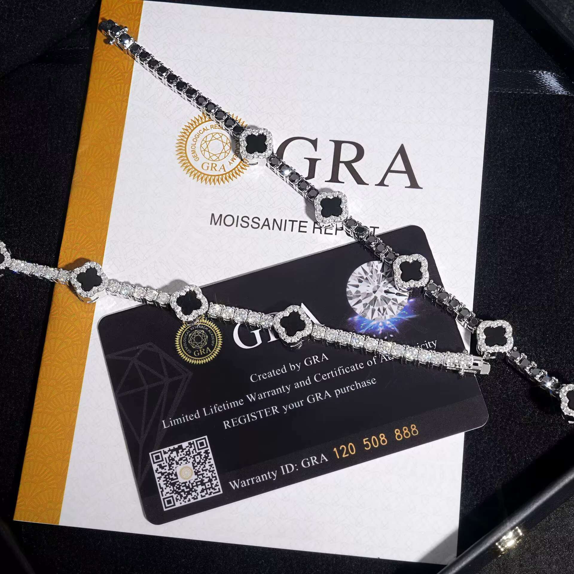 XG Fine Jewelry Lucky Clover Bracelet S925 Silver Gold Plated VVS Moissanite Cuban Bracelet with GRA Certificate