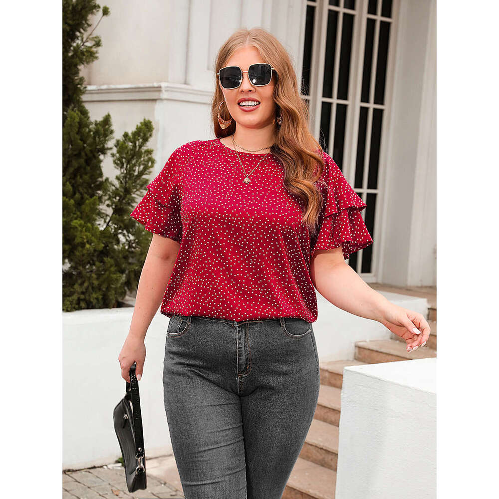 Plus Size T Shirt Womens Tops Women T Shirt Blue Designer Tops Women Designer Men New Pok Dot Loose Casual T-shirt Womens Round Neck Short Sleeve Comm