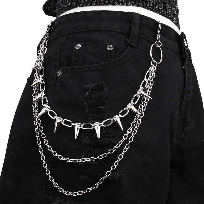 Fashion Hip-hop Punk Metal Rivets Pants Chain Multi-layer Waist Chain Dress Up Pants Hundred With Jewelry Emo Accessories Gifts Y250515