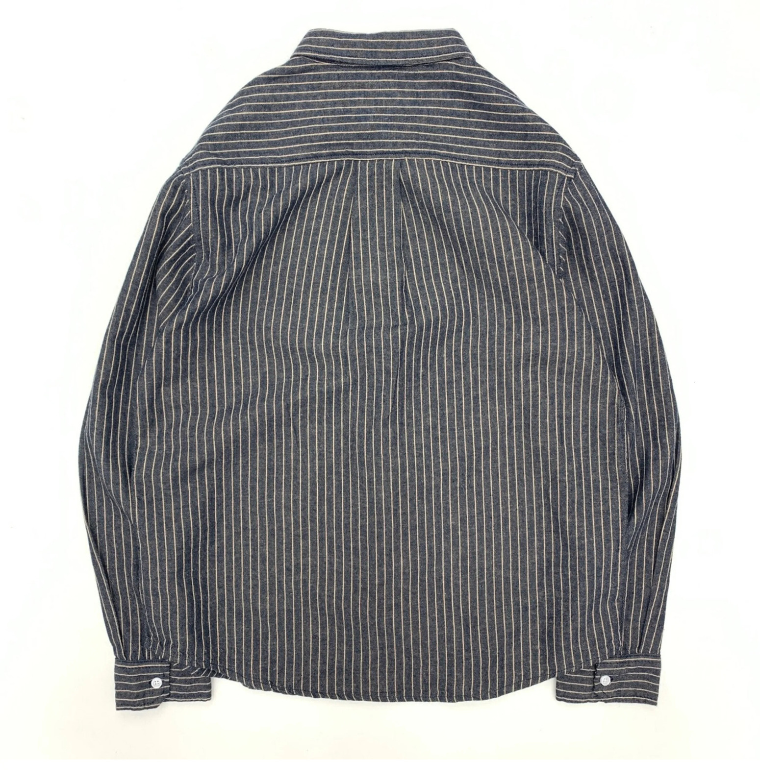 55 Linen 45 Cotton Vintage Striped Shirts for Men American Casual Retro Loose Blouses 2024 Spring Autumn Long Sleeve Male Tops 250506Z