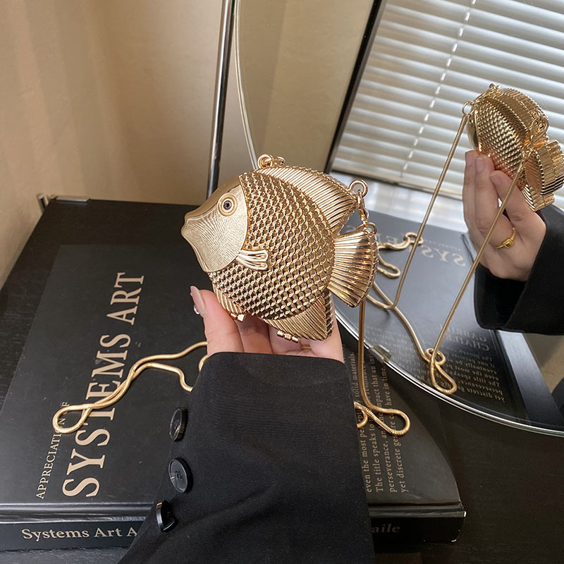 Free Delivery Designer Bag Personalized Metal Fish Shaped Cute Mini High End 2025 New Internet Famous Western Style Women's Luxury Bag