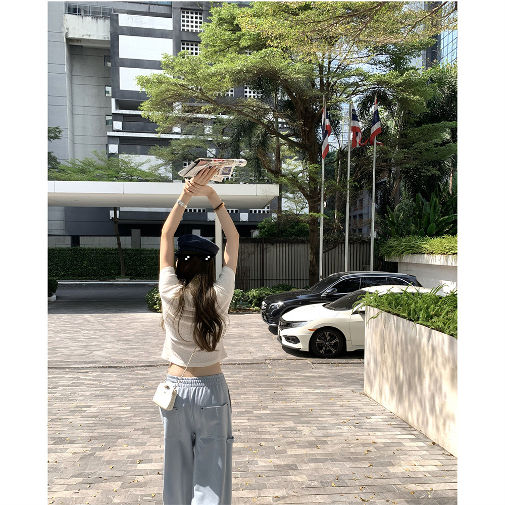 WANANTONG Day wear!! Love to wear fashionable workwear straight leg casual sweatpants womens spring every day