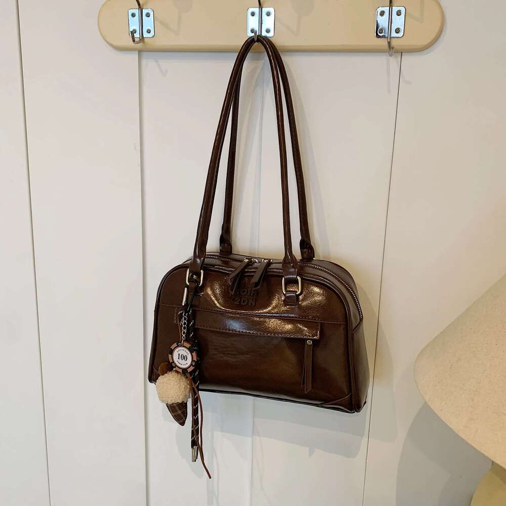 Women's Fashionable Casual Single-Shoulder With A Unique Texture For Commuting, Boston Bag