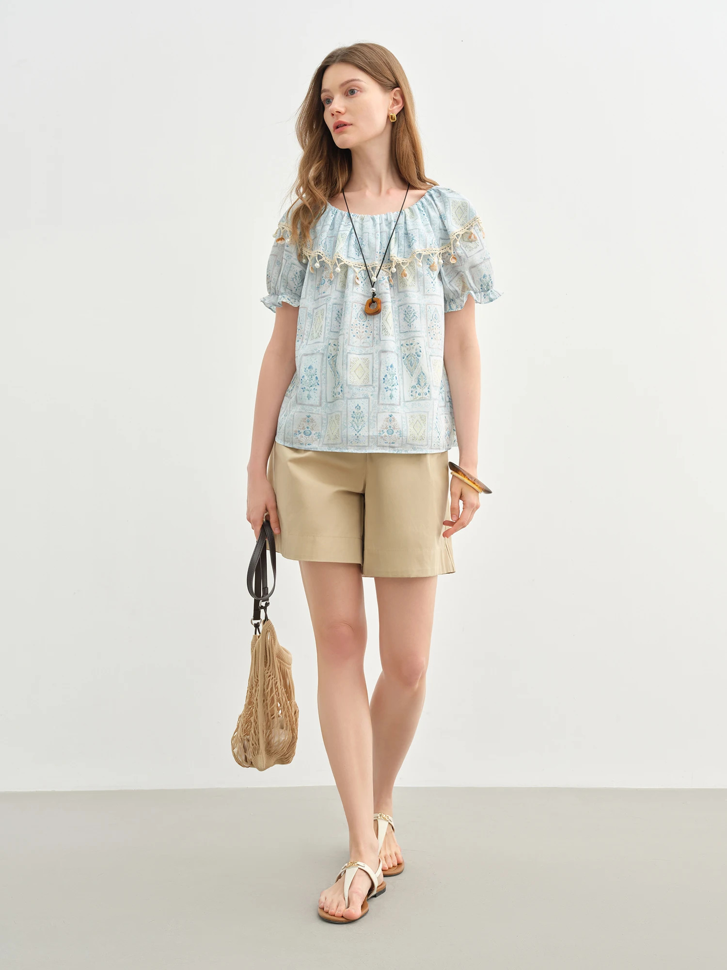 DUSHU Sweet Vacation Twowear Blouse Summer Romantic 25DS82741 250515