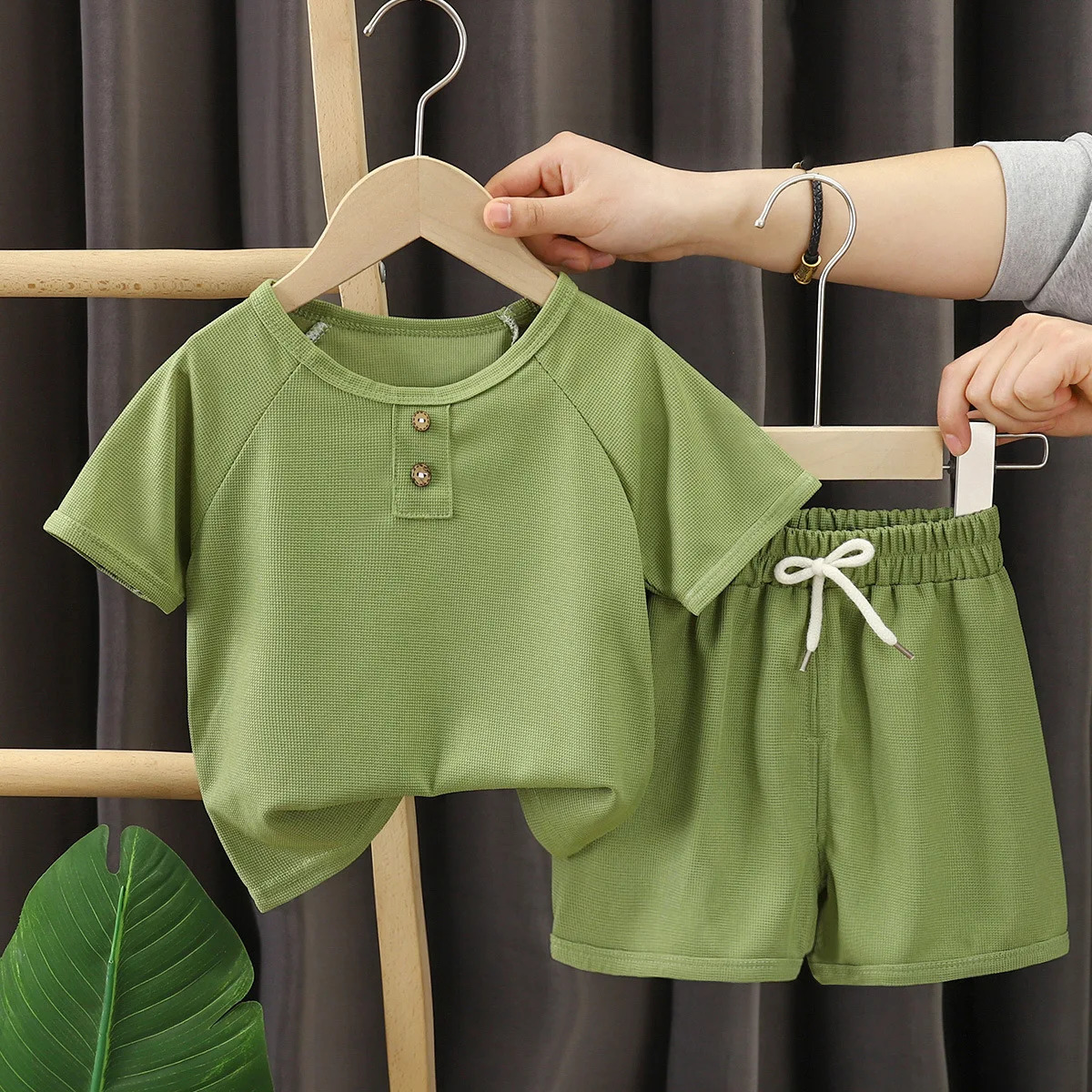 Baby Boys Waffles Clothes Sets Kids Solid Shirt Shorts 2PCS Suit Toddler Costume Summer Childrens Clothing Casual 250515