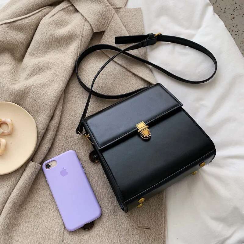 Pure Color Women's Shoulder 2025 Autumn New Vintage Lux Mini Square Bag Ladies Designer Crossbody Purses Texture Bolsa Femme