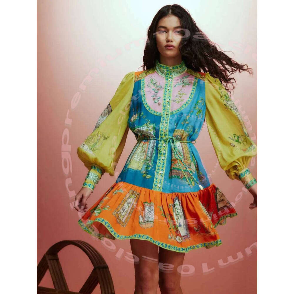 Fashion Alemai Dresses For Woman Beach Sexy Dress Linen Shirt Dress Flower Printed Summer Spring Skirt Elegant Slim Fit Long Linen Clothes S-Xl 3f1