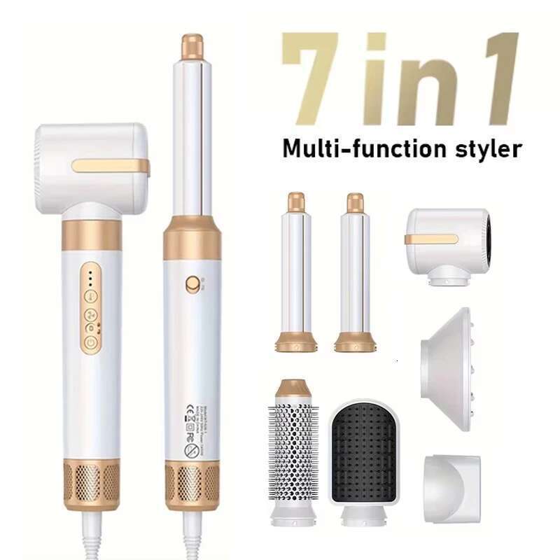 7 in 1 Styler Hair Dryer 1400W Powerful Straightener Brush Hot Comb Set Multi-Style Professional Curling Iron