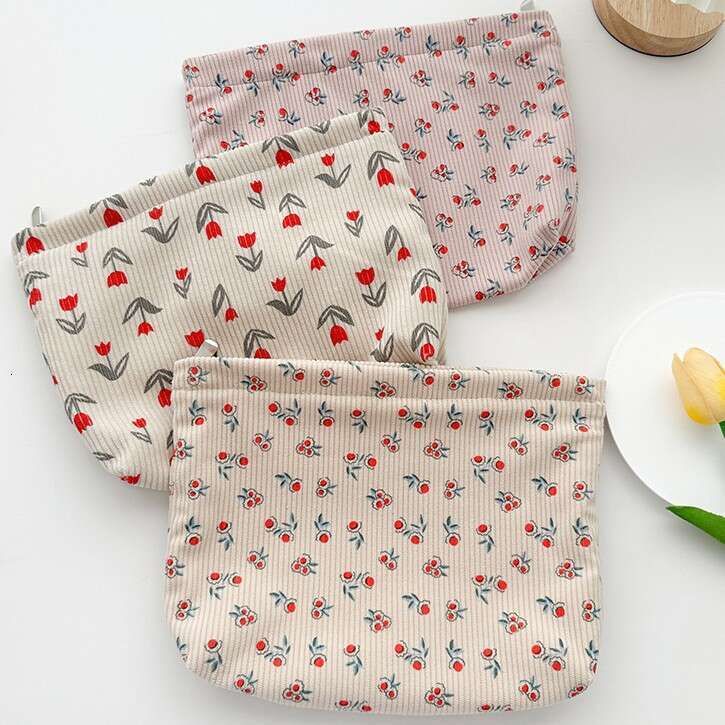 Corduroy Ins Style, Large Capacity Lipstick and Skincare Storage Bag. in Hand with Makeup Bag as a Gift