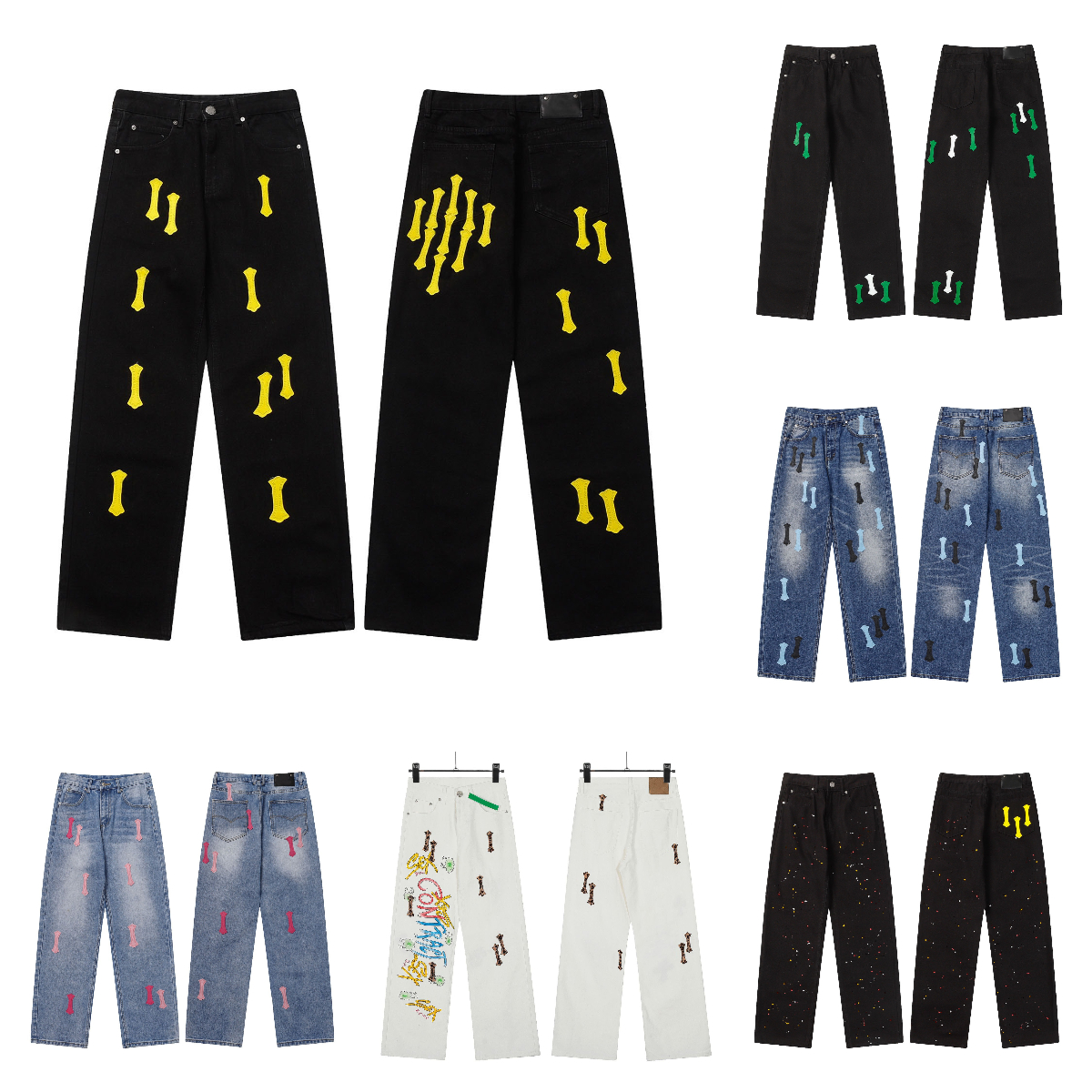 Men's Jeans Designer Long Pants High Quality Fashion Brand High Street Hip Hop Casual Loose Fit Straight Retro Man And Woman Pants