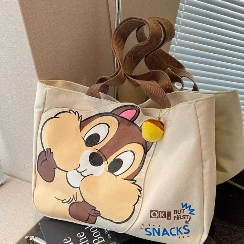Disney New Womens Canvas Bag Large Capacity New Cartoon Chichititi Handbag Mummy Bag Fashion Shoulder Bag Casual BackpackXJ250515
