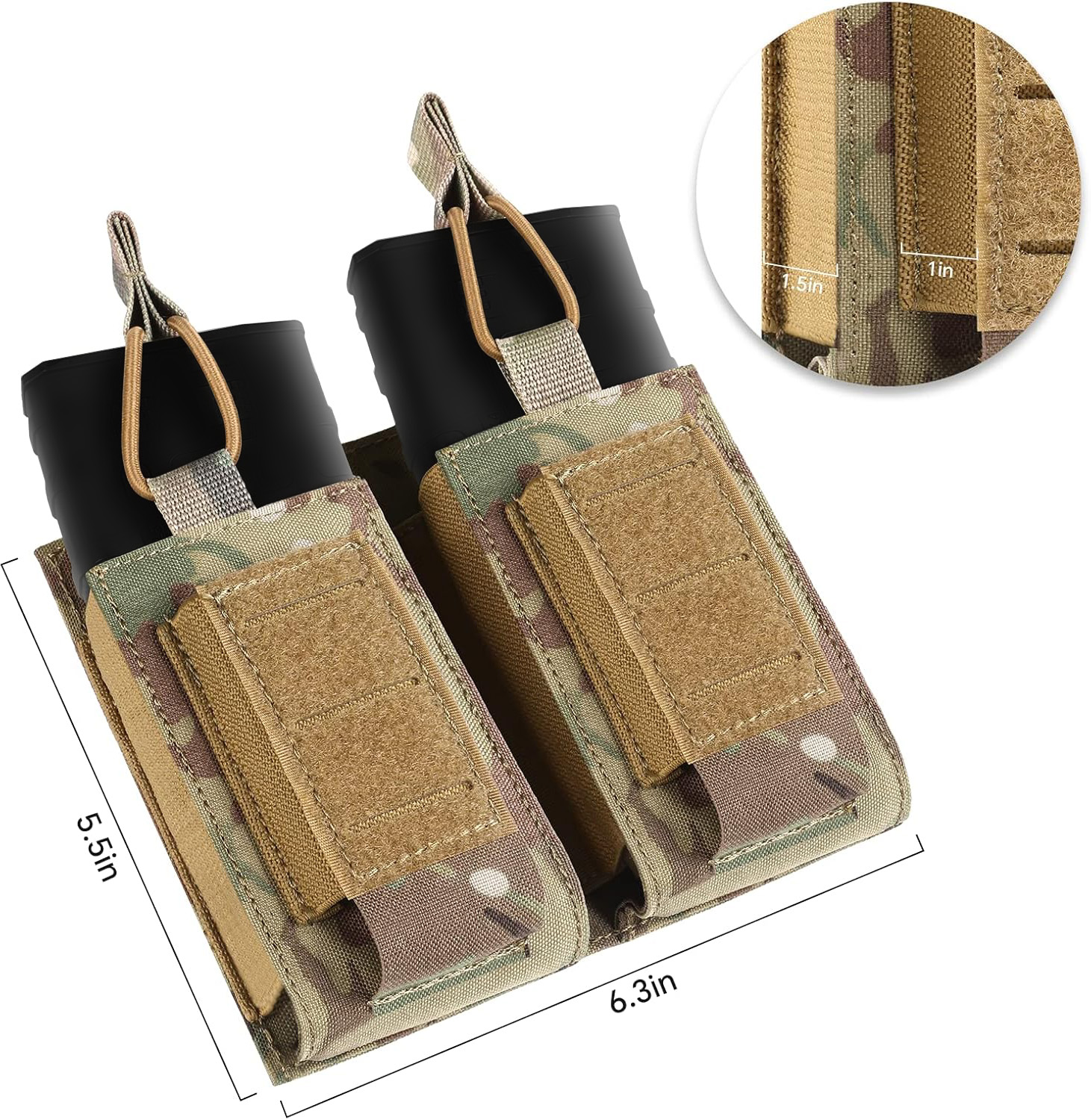 VOTAGOO Molle Mag Pouch 5.56mm 9mm Open-Top Magazine Pouch Single/Double/Triple Elastic Magazine Pouch Combo for Pistol and Rifle