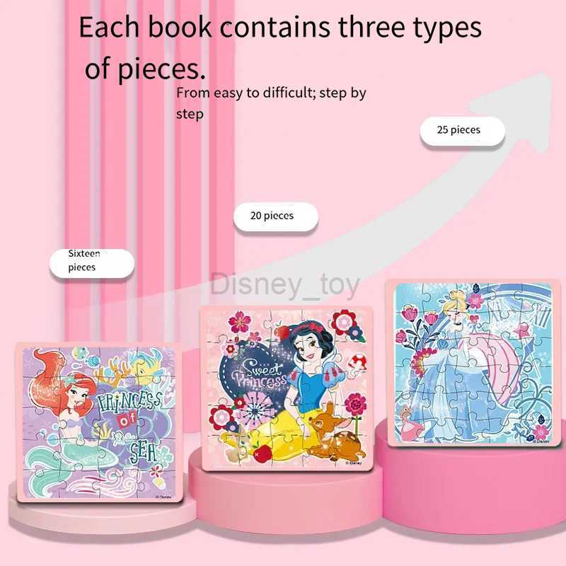 Disney Princess Montessori Magnetic Puzzle 3-in-1 Cartoon Cognitive Folding Puzzle Book Early Childhood Education Toy Childrens Gift Y250421