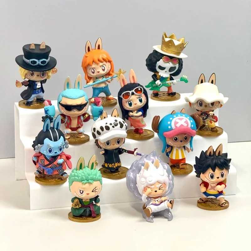 The MonstersOne Piece Handheld Blind Box Labubu Surprise Gift cartoon Exquisite Desktop Model Ornament Mystery Box Toys W250515