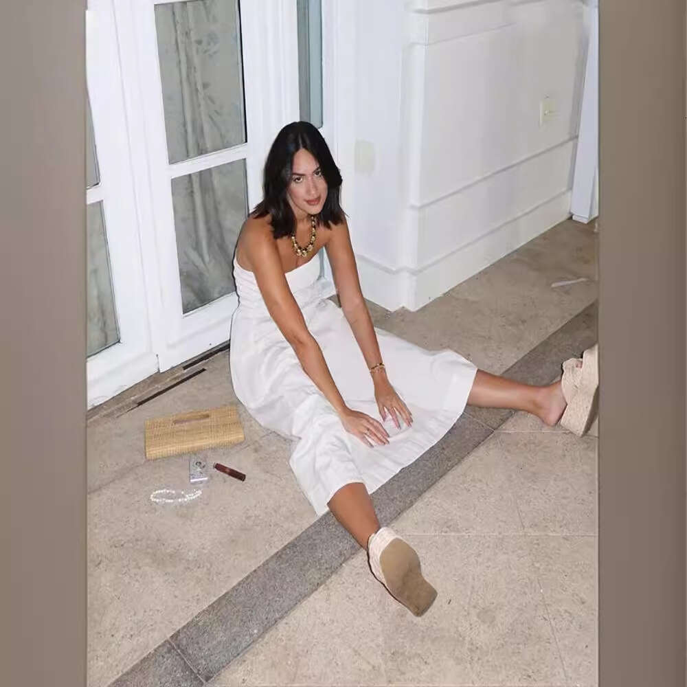 White Dress Maxi Dress 2024 Summer New Bra No Back Elegant Women's Dress With Embracing Craftsmanship KQ