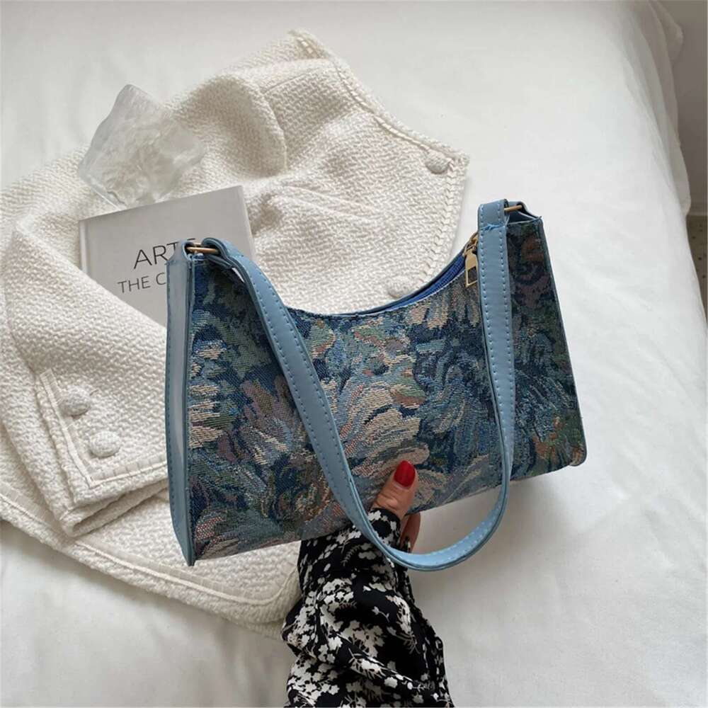 Women's Underarm Bags Autumn Trendy New Oil Painting Shoulder Bag Cute Simple Handbags and Purses Female Travel Small Totes