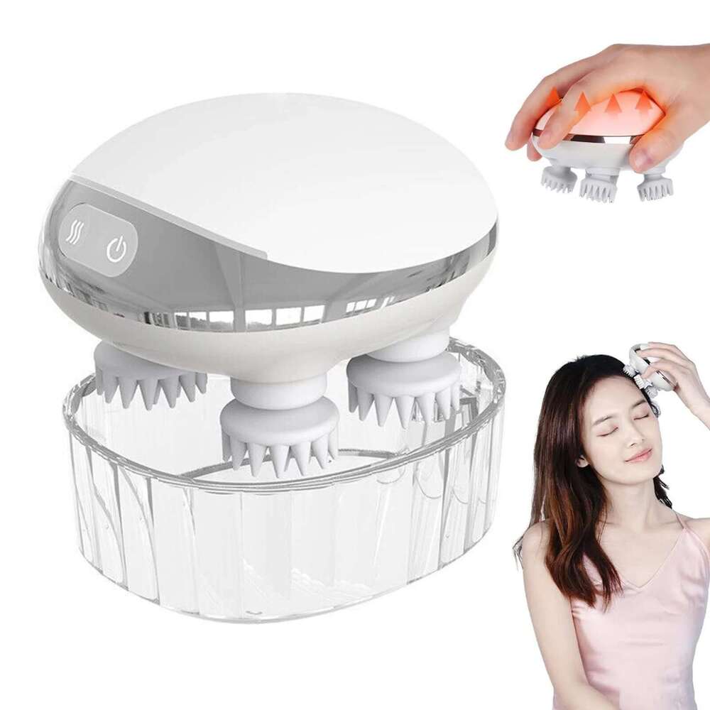 Small Portable Head Massager Hot Compress Red Light Waterproof Stress Relief Tool Scalp Relax for Deep Cleansing
