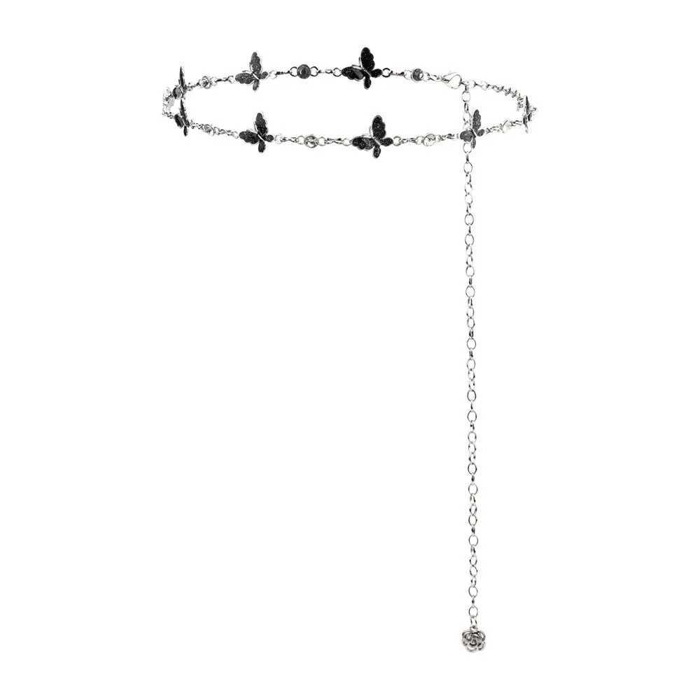 Fashionable Single-layer Retro Style Black And White Butterfly Waist Chain Womens Body Chain Jewelry Y250515