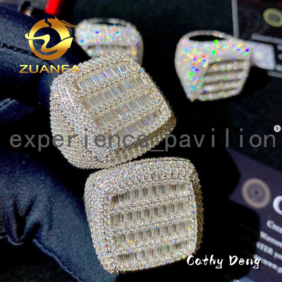 Luxury Jewelry Full Diamond Moissanite Rings 925 Sterling Silver D VVS Hip Hop Ring Pass Diamond Tester Moissanite Diamond Ring
