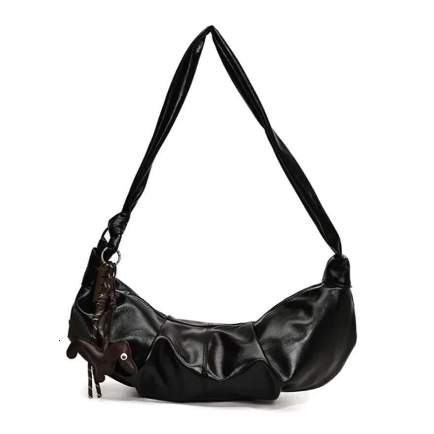 2025 New Retro Women's Lazy Style Large Capacity Horn With Wide Shoulder Strap Crossbody Bag