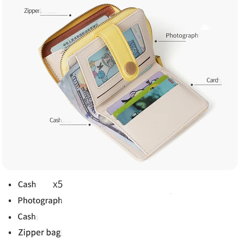 Japanese Cute Cat Wallet Short Student ID Bank Card Holder Money Bag Zipper Wallets For Women Key Storage Purse Coin Purse 250514