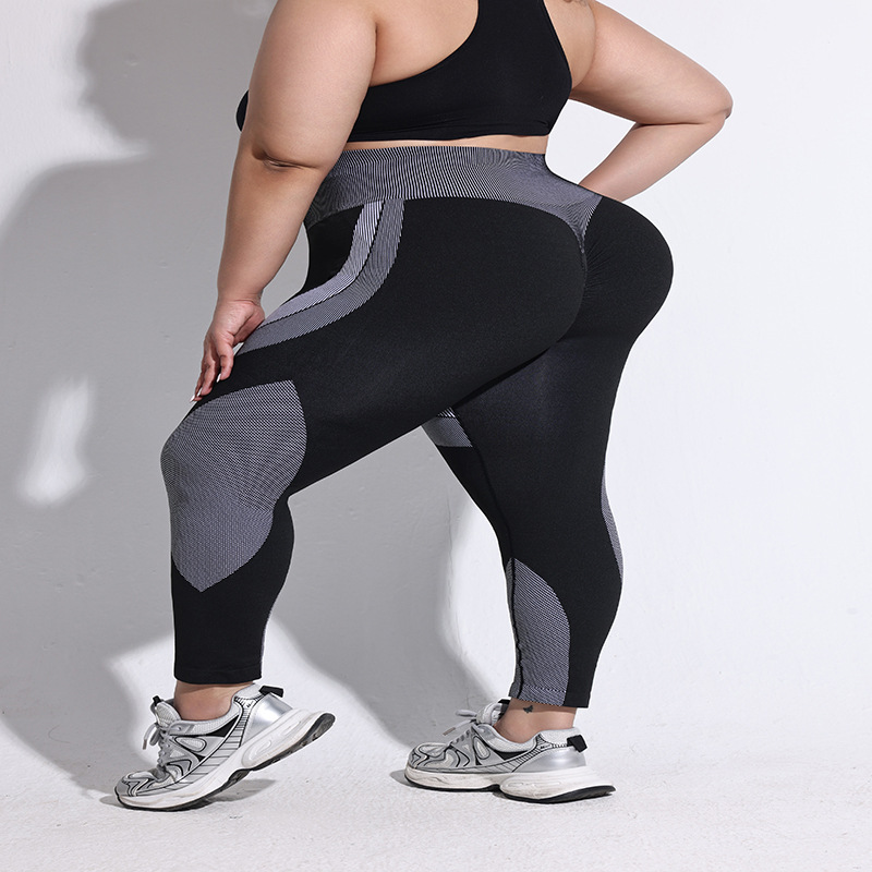 2025 large size breathable high waist contrasting yoga pants tight hip lift seamless sports leggings