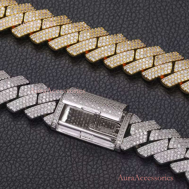 Acceted Custom 16mm Sterling Sier VVS Moissanite Dia Heavy Iced Out Miami Cuban Link Chain Necklace for Men