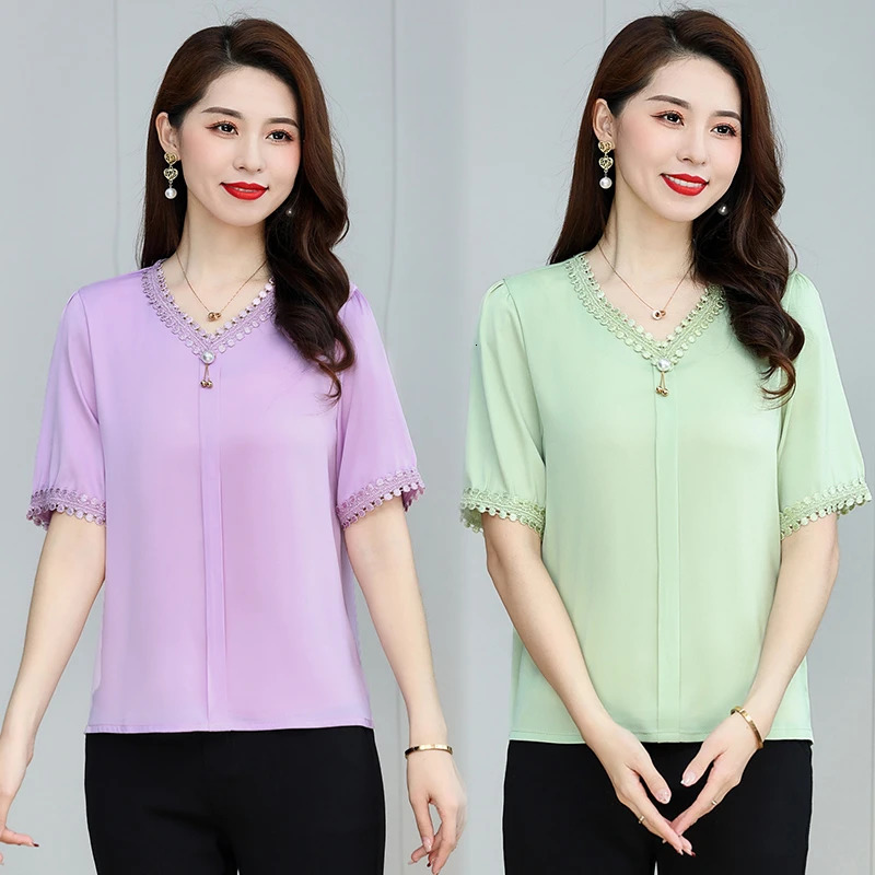 Leisure Solid Color T-shirt With Jewelry Womens Short Sleeved Basic Fashion Street Clothing Summer Plus Size Tops Tops 250514