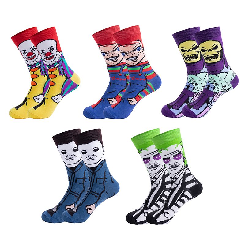 Customized wholesale classic cartoon movie character print pattern fashion designer men's and women's sports leisure happy funny socks