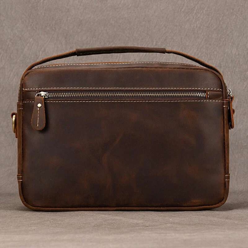 Vintage Crazy Horse Leather Briefcases Daily Office Fit 9.7" Ipad Men Cover Messenger Bags Men's Shoulder Bag Handbag