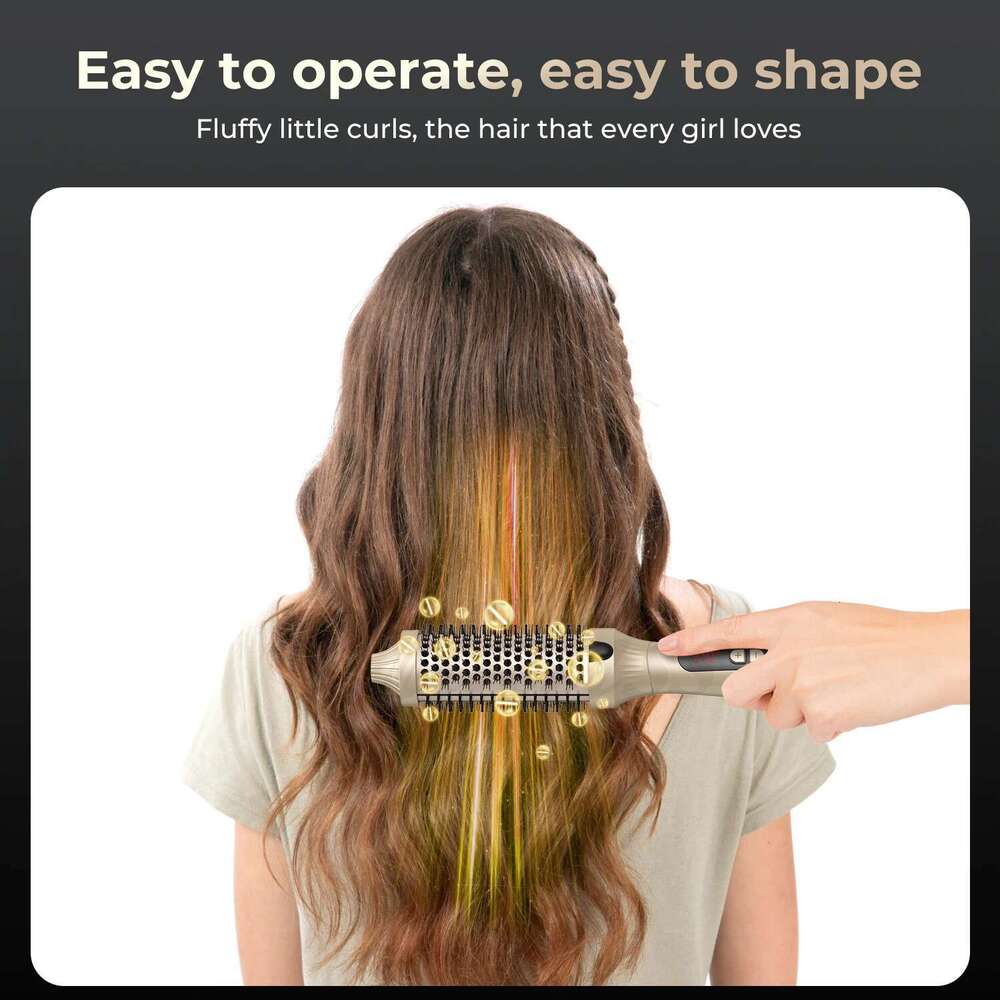 Volumizing Comb Heated 10 Temperature Setting Hair Styling Tool Heating Round Brush Professional Curling Iron