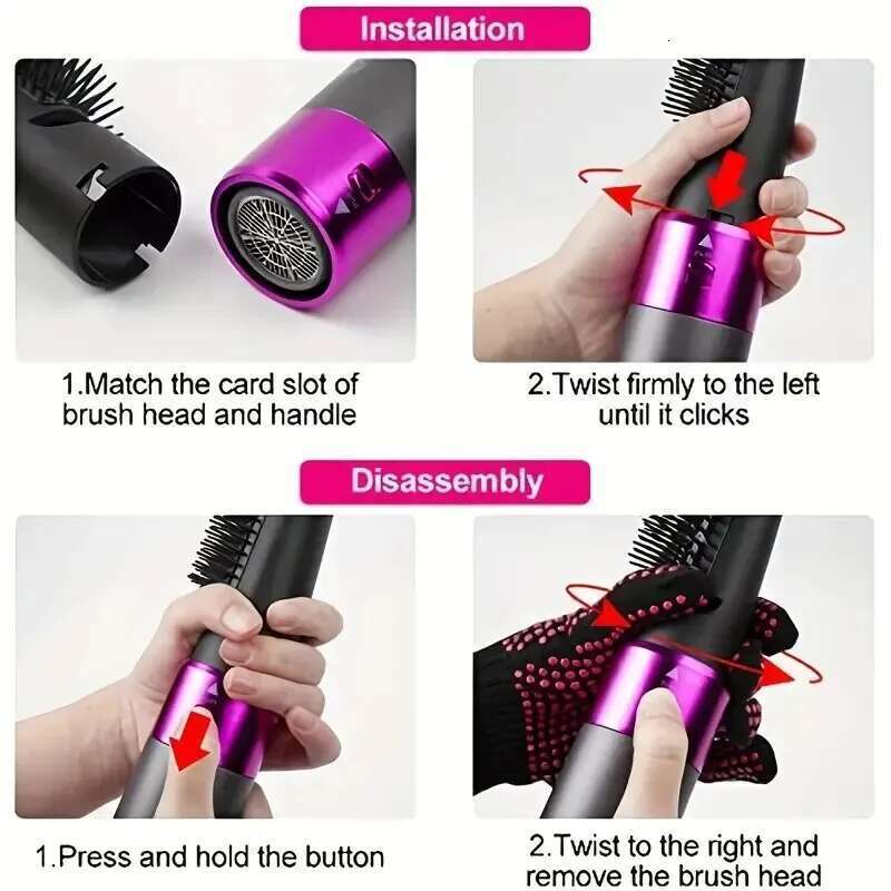 Homefish 5 in 1 Hair Hot Air & Volumizer Styler Set With Interchangeable Brush Head Negative Ionic Blow Dryer
