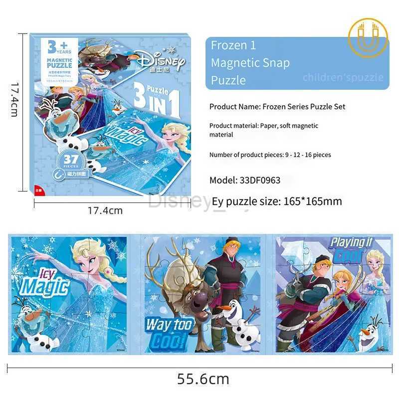 Disney Princess Montessori Magnetic Puzzle 3-in-1 Cartoon Cognitive Folding Puzzle Book Early Childhood Education Toy Childrens Gift Y250421