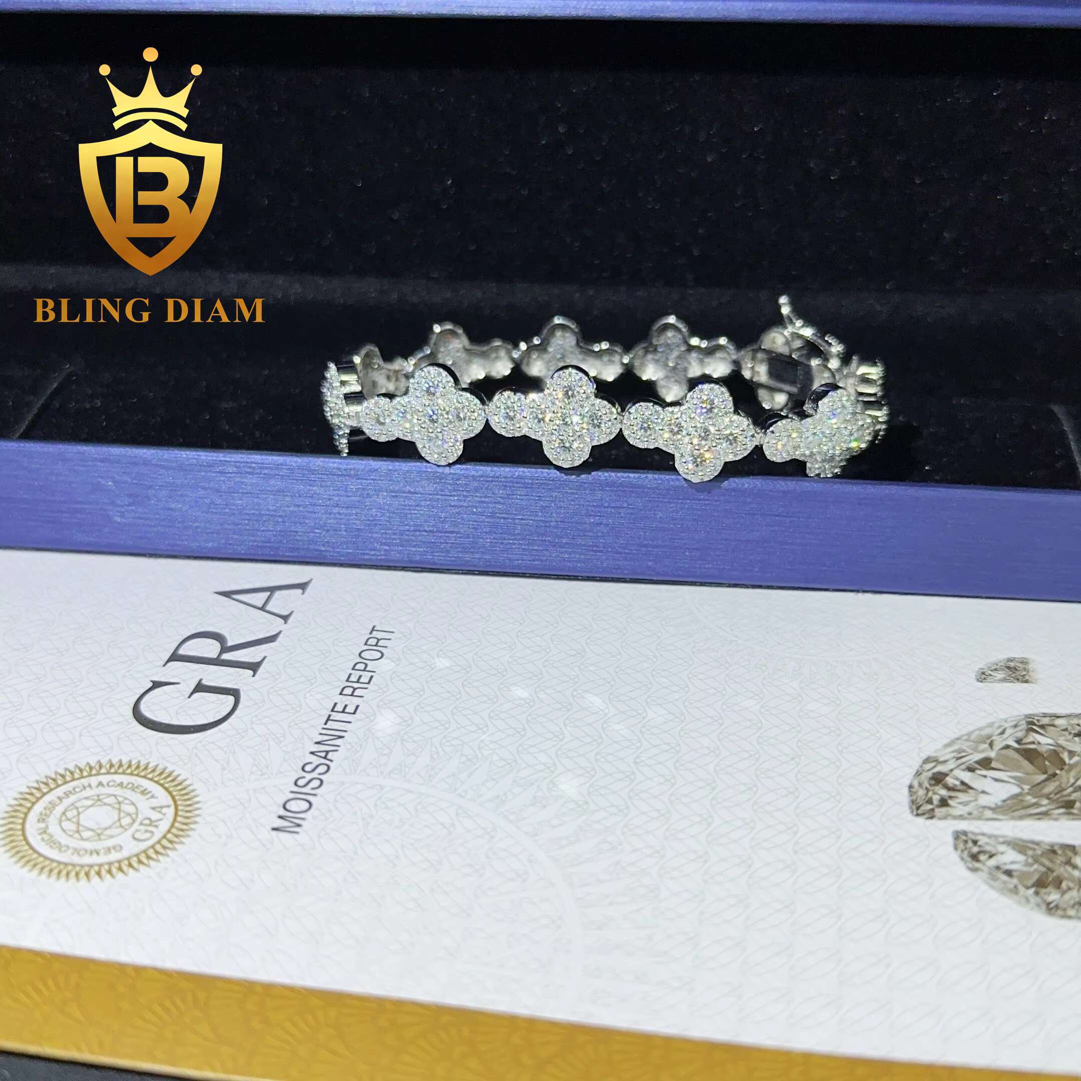 Iced Out Hip Hop Jewelry Custom Cross Design Moissanite Diamond Fashion Cuban Link Chain Bracelet for Men and Women Pass test