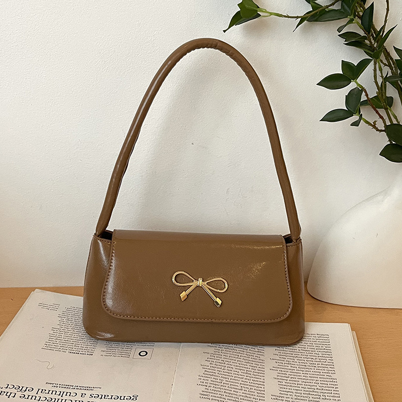 Korean Version Bow Western Style 2025 Spring New Item Solid Color Beautiful New Free Delivery Designer Bag And Fashionable One Luxury Bag Shoulder Cas