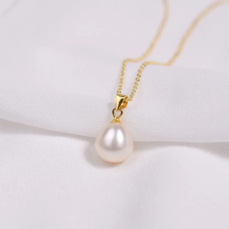Pendant Necklaces YUNLI Real 18K Yellow Gold Necklace Pendant Water Drop Natural Freshwater Pearl Pure AU750 Fine Jewelry for Women PE020 230310