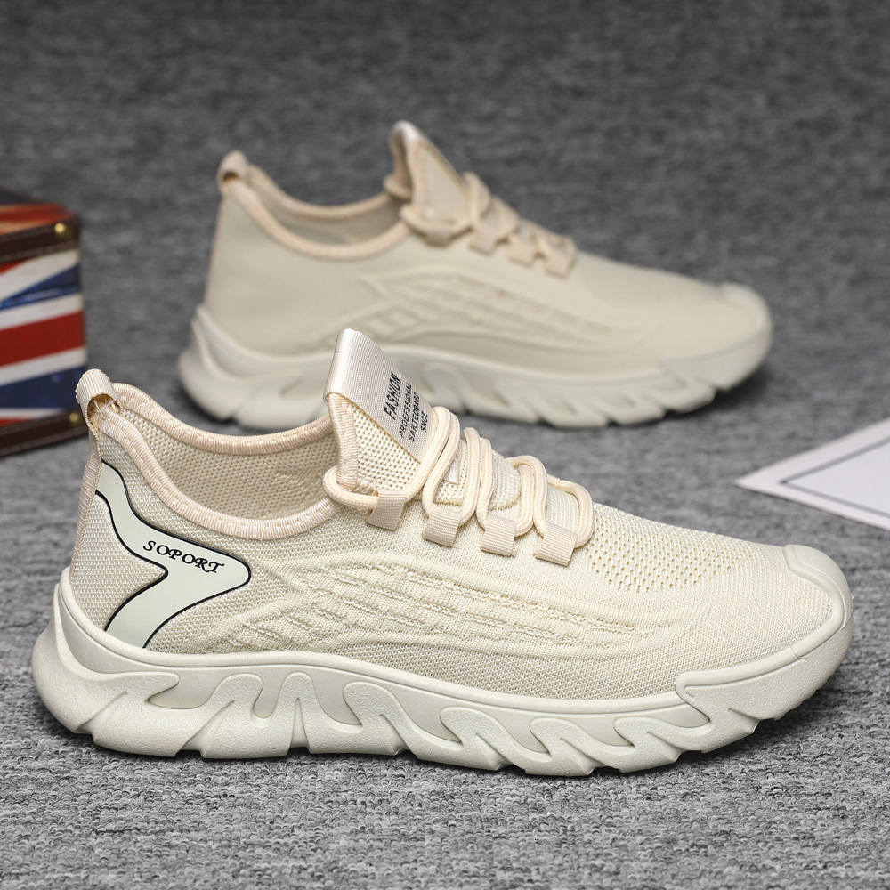 Men's 2025 new low cut soft soled single shoe solid color versatile fly woven mesh casual men's sports shoes
