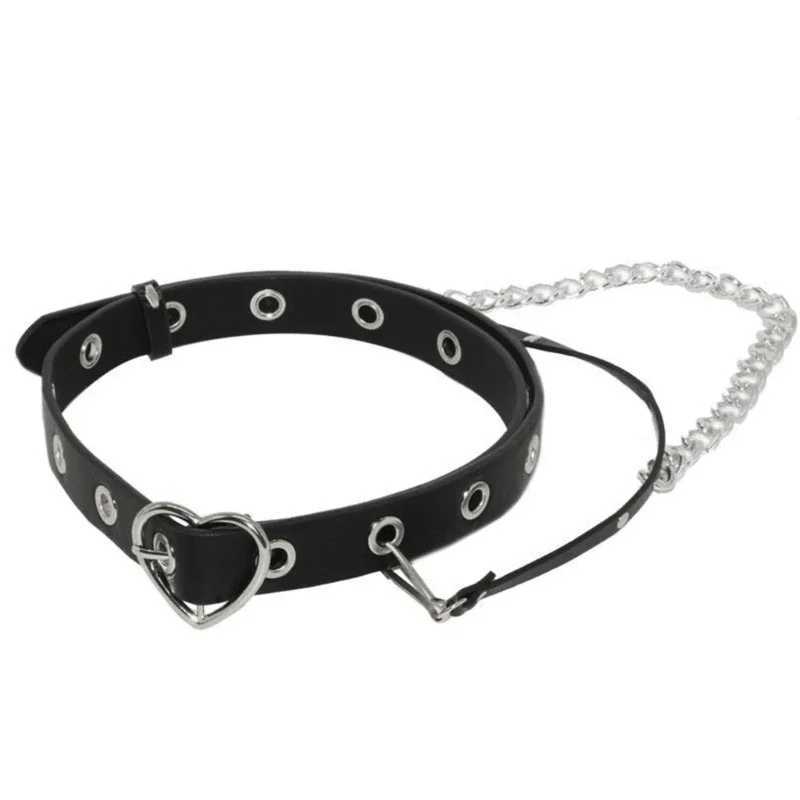 Harajuku Hot Girls Waist Belt with Adjustable Heart Buckle Universal Ladies Coat Dress Waistband Dangle Chain PU Belt Y250515