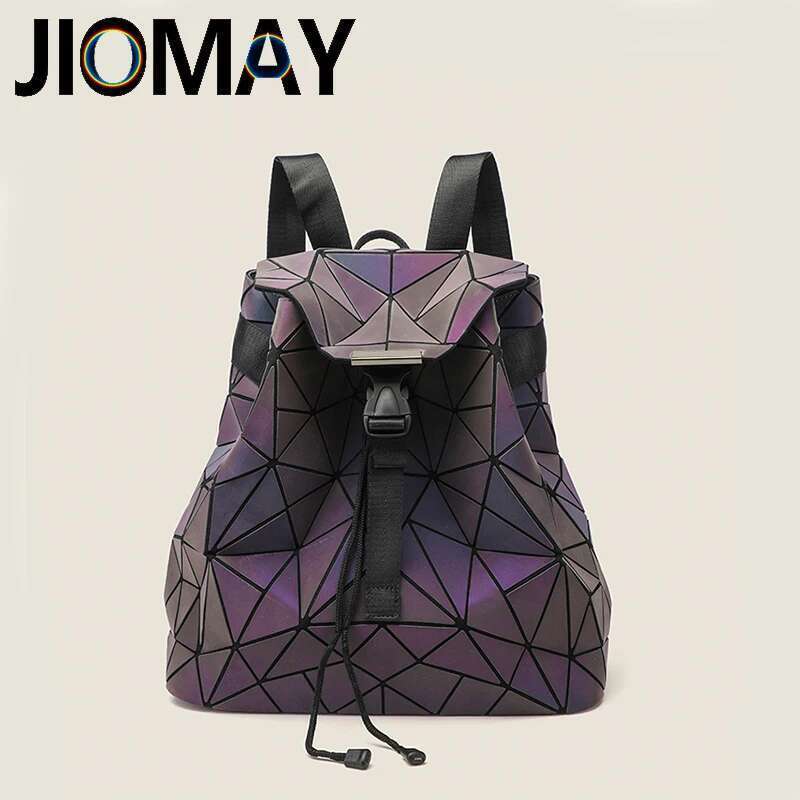 JIOMAY Personality Fashion Designer Bag Large Capcity Geometric Women High-End Texture Travel Backpack
