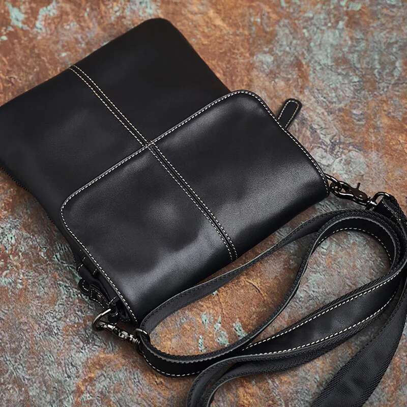 NASVA Leather Men's Shoulder Fashion Casual Messenger Bag School Retro Crossbody Bags For 9.7 Inch Ipad