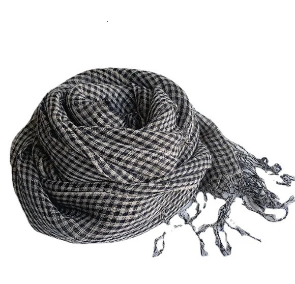 100% linen small plaid scaves summer spring japanese style crepe air conditional shawls black white check weaved pashmina wraps 250514