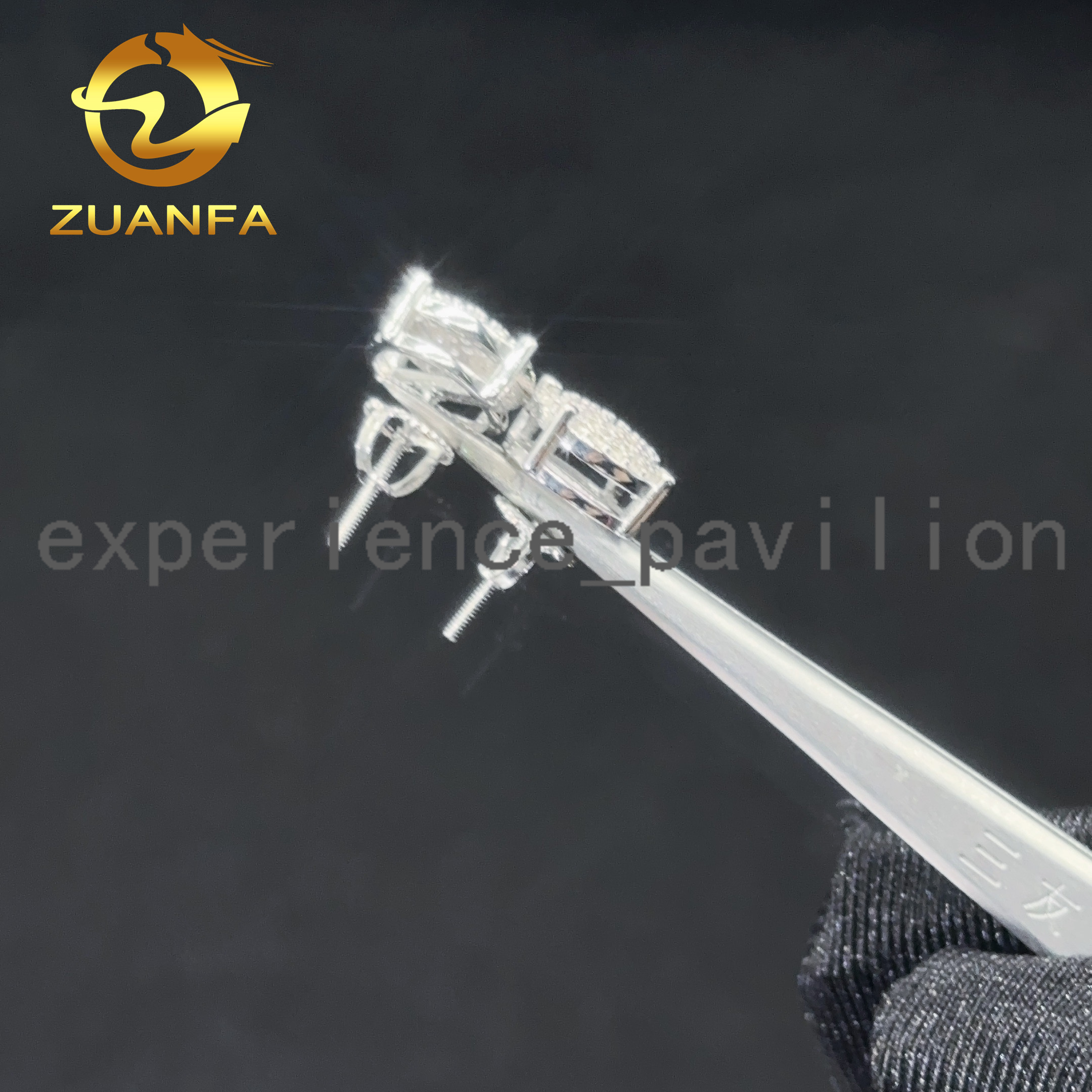 Moissanite Earrings 18k Gold Plated Hip Hop Jewelry 4 Prong Full Diamond Stud Earrings 925 Silver Rapper Ear Ring