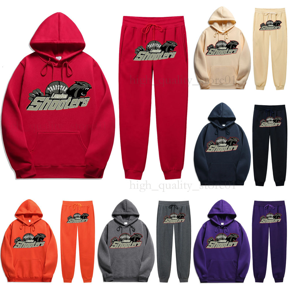 Trapstsr Tracksuit Brand Printed Sportswear Men's T Shirts 16 Colors Warm Two Pieces Set Loose Hoodie Sweatshirt Pants Jogging 67e