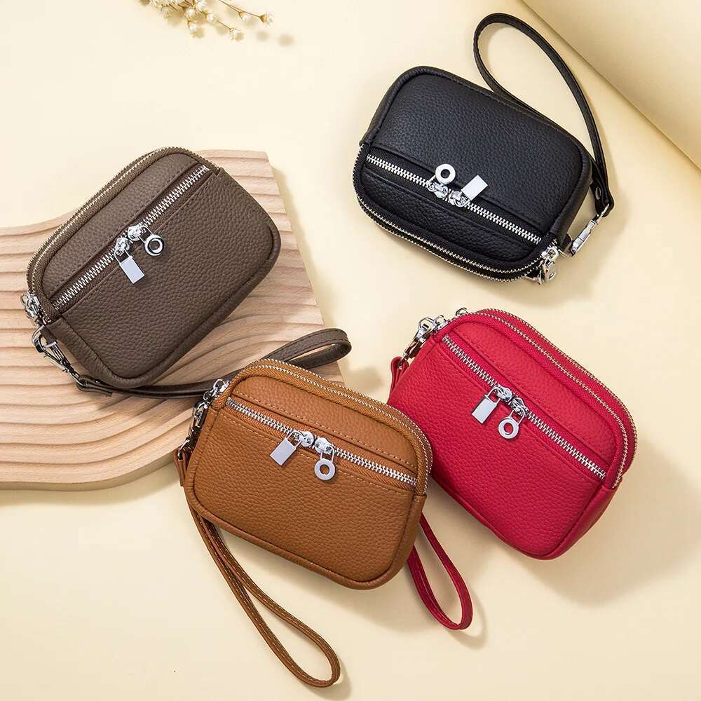 Leather Mini Change Mouth Red Men's And Women's Storage Earphone Candy Coin Bag Wholesale Purse